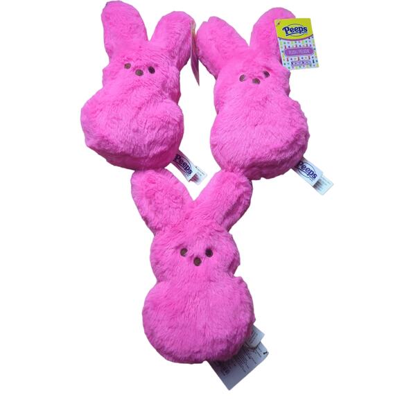 Peeps Pink Lot of 3 Fuzzy Bunny Rabbit 8-Inch Plush by DanDee NEW EASTER Plush - Picture 1 of 5